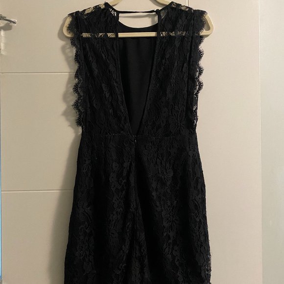 Urban Outfitters Kimchi Blue Pinafore Lace Mini Dress in Black - Picture 3 of 7